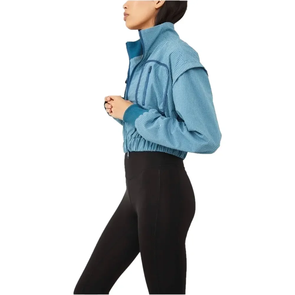 Free People Movement New Medium Forty Love Crop Jacket in Caribbean Blue Coast - Picture 4 of 13
